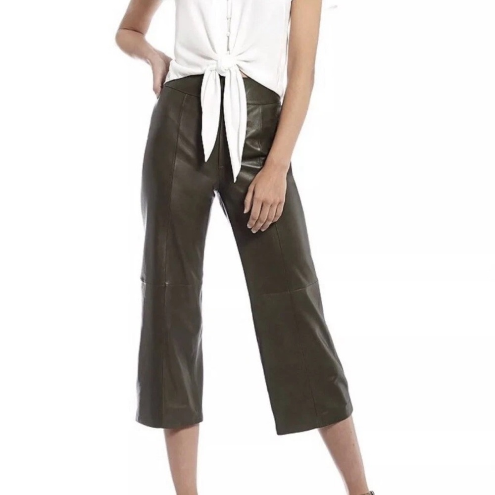 Gianni Bini Dark Olive Green Leather Pants